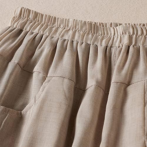 Women Chinese Frog Button Trim Cotton Linen Palazzo Trousers Summer Fashion Casual Elastic High Waist Wide Leg Pants