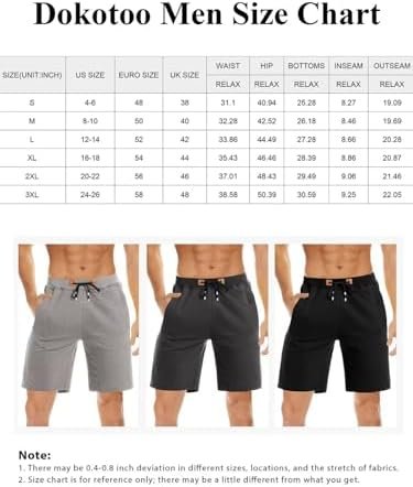 Mens Shorts Casual Cotton Elastic Waist Drawstring Summer Beach Workout Shorts with 3 Pockets