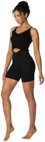 No Front Seam Shorts for Women with Pockets, Yoga Workout Gym Bike Shorts