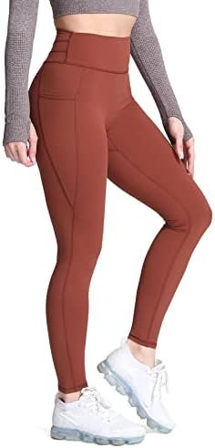 High Waisted Yoga Pants with Pockets for Women Tummy Control Cross-Waist Crossover Workout Leggings