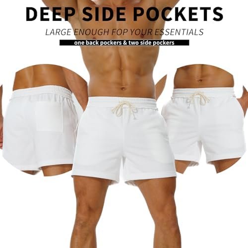 Mens Athletic Gym Shorts 5.5" Elastic Waist Casual Pajama Shorts Pocket Jogger Men Workout Sweat Short Shorts