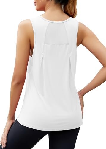 Workout Tops for Women Loose fit Mesh Athletic Shirts Sleeveless Yoga Tank Running Gym Tops