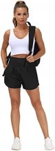 Women's High Waist Running Shorts with Liner Athletic Hiking Workout Shorts Zip Pockets