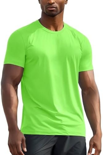 Athletic T Shirts for Men,Quick Dry Gym Workout Running Sport Moisture Wicking Short-Sleeve Crewneck Tee