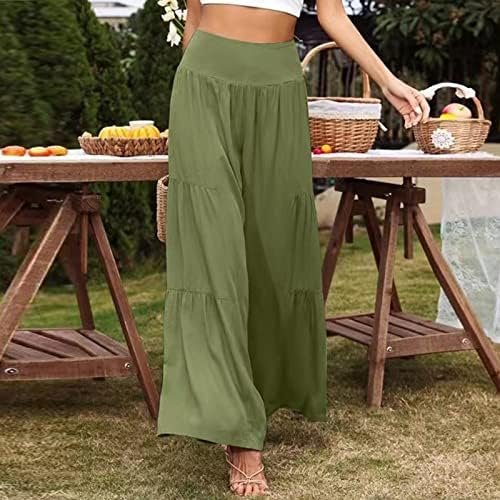 Women's Sexy Sport Wide Leg Pants Floral Print Lace Up Loose High Waist Palazzo Flared Trousers