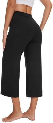 Women's Straight Leg Yoga Pants High Waisted Button Down Trousers Workout Pants with Pockets