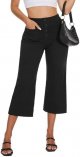 Women's Straight Leg Yoga Pants High Waisted Button Down Trousers Workout Pants with Pockets