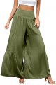 Women's Sexy Sport Wide Leg Pants Floral Print Lace Up Loose High Waist Palazzo Flared Trousers