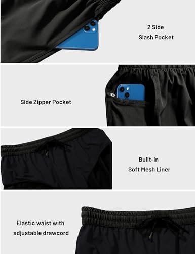 Men's 3 Inch Athletic Running Shorts with Brief Liner Quick Dry Gym Active Workout Lined Shorts with Zipper Pocket