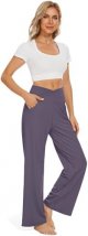 Women's Wide Leg Yoga Pants Crossover High Waisted Athletic Workout Gym Sweatpants with Pockets