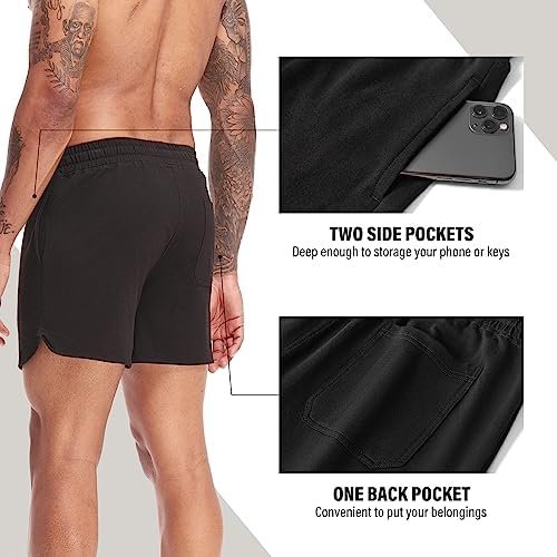 Mens Workout Shorts 5 inch Cotton Sweat Shorts Athletic Gym Shorts with Pockets