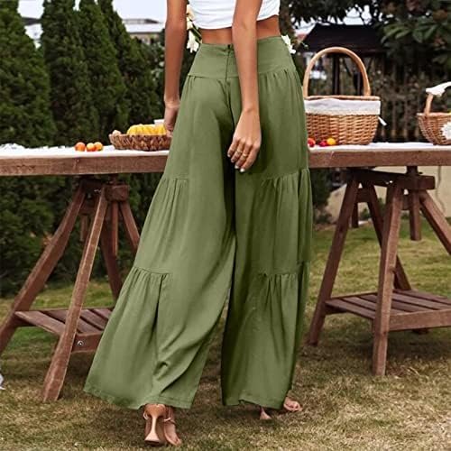 Women's Sexy Sport Wide Leg Pants Floral Print Lace Up Loose High Waist Palazzo Flared Trousers