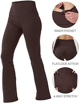 Bootcut Yoga Pants for Women with Hidden Pockets High Waist Workout Pants Tummy Control Dress Bootleg Work Pants