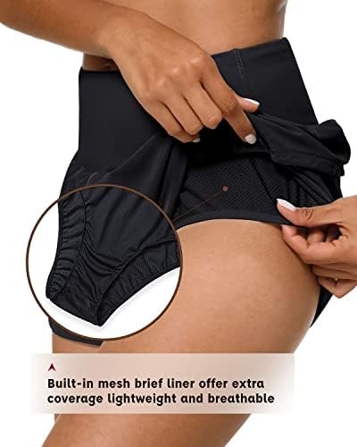 High Waisted Athletic Shorts for Women Quick Dry Workout Running Shorts with Mesh Liner Zipper Pockets