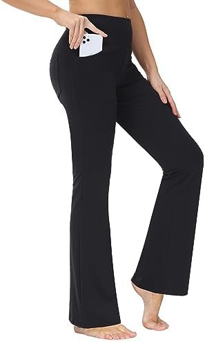 29"/31"/33"/35"/37" High Waist Workout Bootleg Yoga Pants Tummy Control 4 Pocket Workout Yoga Pants Flare Leggings