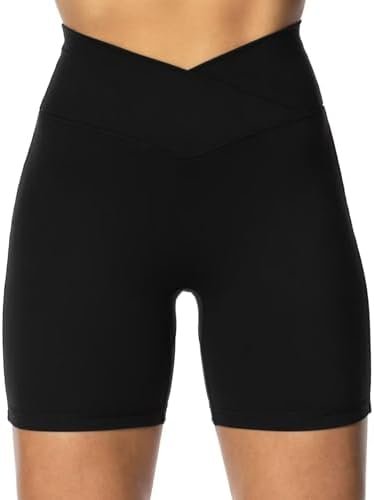 No Front Seam Shorts for Women with Pockets, Yoga Workout Gym Bike Shorts