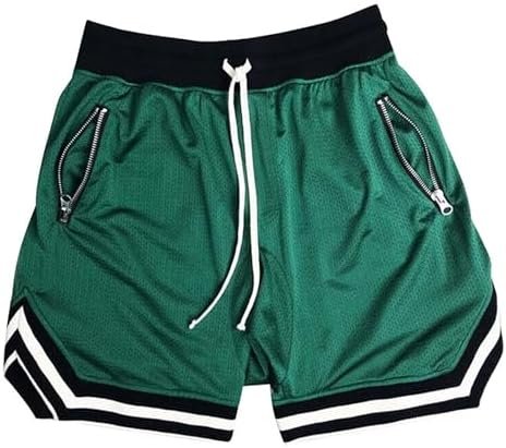 Mens Mesh Basketball Shorts Running Athletic Gym Workout Shorts with Zip Pocket