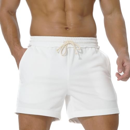 Mens Athletic Gym Shorts 5.5" Elastic Waist Casual Pajama Shorts Pocket Jogger Men Workout Sweat Short Shorts