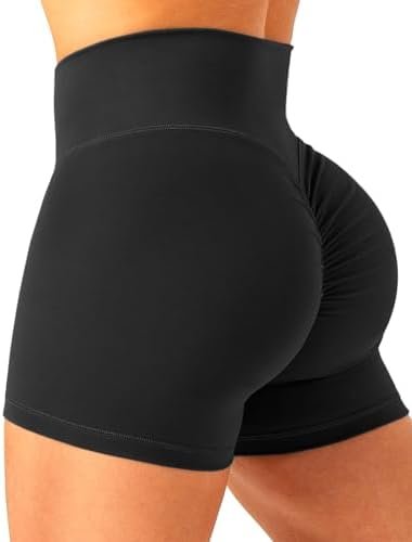 Gym Shorts High Waisted Workout Shorts Running Athletic Booty Shorts for Women Black