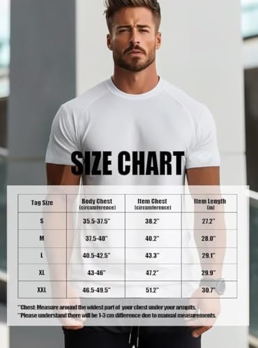 Athletic T Shirts for Men,Quick Dry Gym Workout Running Sport Moisture Wicking Short-Sleeve Crewneck Tee