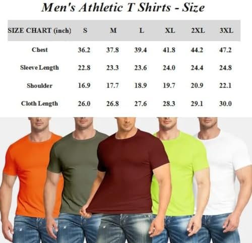 5 Pack Mens Workout T Shirts Running Athletic Quick Dry Short Sleeve Crew Neck Polyester Summer Performance Tee