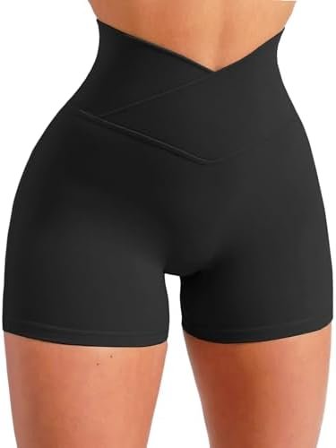 Gym Shorts High Waisted Workout Shorts Running Athletic Booty Shorts for Women Black