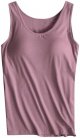 Womens Tank Tops with Built in Bras Padded 2024 Summer Casual Camisole Crewneck Sleeveless Cotton Workout Tanks