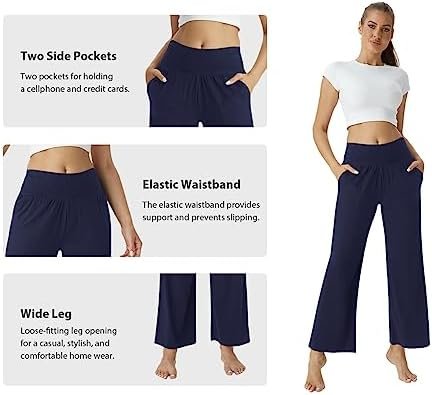 Women's Casual Loose Yoga Pants Cozy Wide Leg Pants High Waisted Lightweight Sweatpants Pajama Pants with Pockets