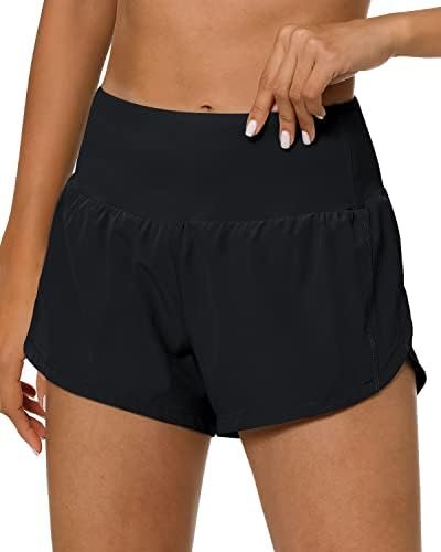 High Waisted Athletic Shorts for Women Quick Dry Workout Running Shorts with Mesh Liner Zipper Pockets