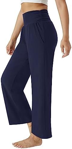 Women's Casual Loose Yoga Pants Cozy Wide Leg Pants High Waisted Lightweight Sweatpants Pajama Pants with Pockets