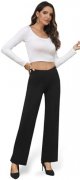 Wide Leg Dress Pants for Women Elastic High Waist Straight Leg Pants Business Casual Pull on Office Work Slacks