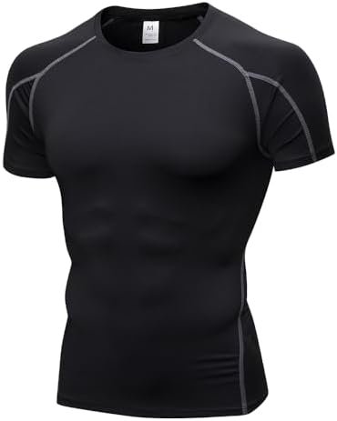 Men's Compression Shirt Athletic Short Sleeve Quick Dry Base-Layer Workout Running T-Shirt Sports Active Fitted Top