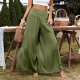 Women's Sexy Sport Wide Leg Pants Floral Print Lace Up Loose High Waist Palazzo Flared Trousers