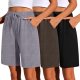 3 Pack Women's Shorts, Jogger Yoga Sweat Walking Short Running Knee Length Sport Drawstring Shorts with Pockets