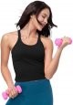 Seamless Ribbed Workout Racerback Tank Tops with Built in Bra for Women