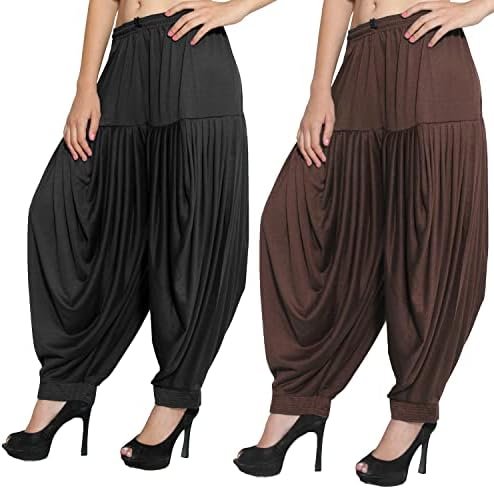 Women's Beige & Brown Pack of 2 Large Size Yoga Pajama Trousers Sport Pant Dancing