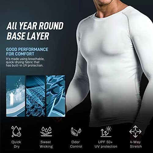 Compression Shirts for Men Long Sleeve Workout Shirts Mens UPF 50+ Running Cycling Base Layer Top,Sweat Wicking Cool