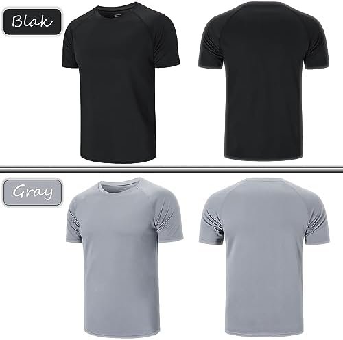 3-Pack Mens Running Shirts, Workout Tops Men Sport Fitness Shirts Gym Tops Men Crew Neck Breathable T-Shirt