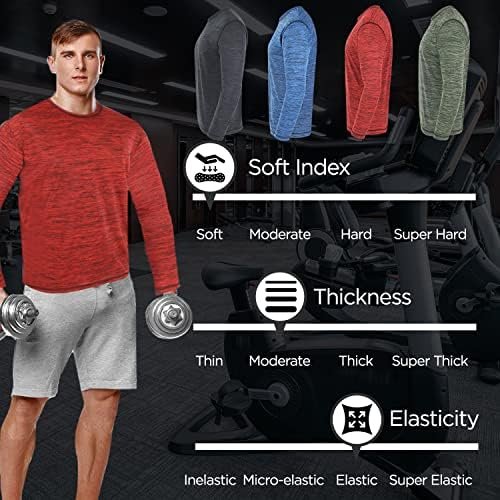 Long Sleeve Workout Shirts for Men 4 Pack Moisture Wicking Dry Fit for Running Sports and Gym Fitness