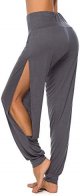 Womens Harem Yoga Pants Side Slit Sport Workout Sweatpants