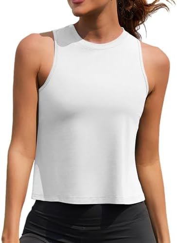 Crop Tops for Women Workout Athletic Tank Tops Flowy Cropped Tank Tops Yoga Sleeveless Muscle Shirts 3 Pack