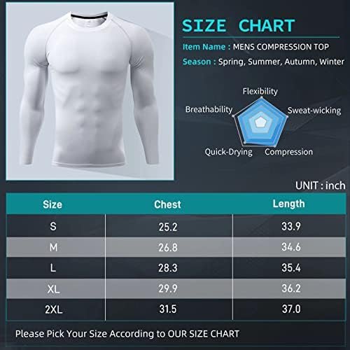 Compression Shirts for Men Long Sleeve Workout Shirts Mens UPF 50+ Running Cycling Base Layer Top,Sweat Wicking Cool