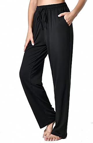 Women's Drawstring Pants, Wide Leg Yoga Sweatpants Comfy Loose Straight Lounge Pants with Pockets