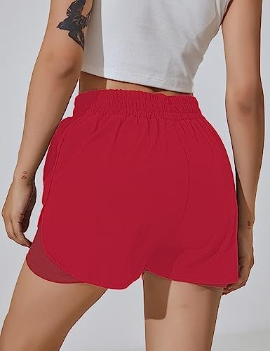 Women's Running Short Elastic Waistband High Waisted Short Pocket Sporty Workout Short Gym Athletic Short Pant