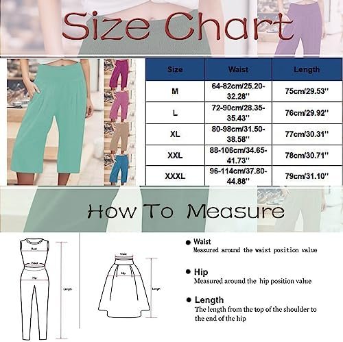 Pants for Women Women's Linen Solid Color Elastic Waist Casual Trousers Sports Cropped Pants