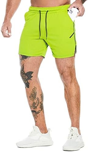 Men's Workout Running Shorts 5 Inch, Lightweight Mesh Gym Athletic Fitted Short Pants for Bodybuilding Training