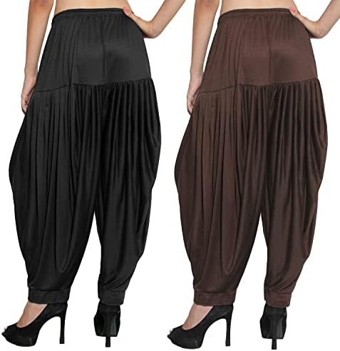 Women's Beige & Brown Pack of 2 Large Size Yoga Pajama Trousers Sport Pant Dancing