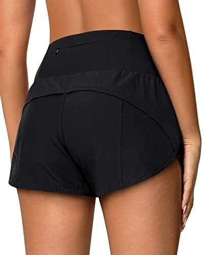 High Waisted Athletic Shorts for Women Quick Dry Workout Running Shorts with Mesh Liner Zipper Pockets