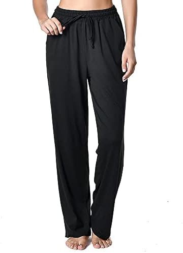 Women's Drawstring Pants, Wide Leg Yoga Sweatpants Comfy Loose Straight Lounge Pants with Pockets