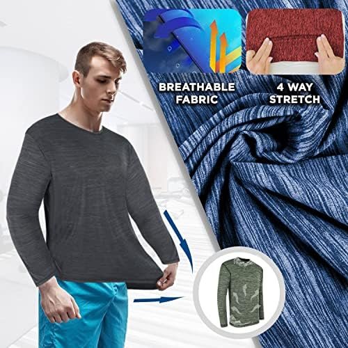 Long Sleeve Workout Shirts for Men 4 Pack Moisture Wicking Dry Fit for Running Sports and Gym Fitness